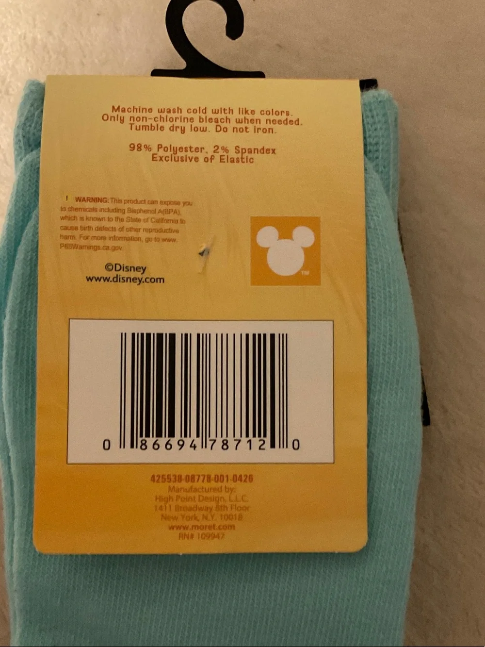 Disney Light Blue Stitch Crew Socks with Red Sunglasses Accent